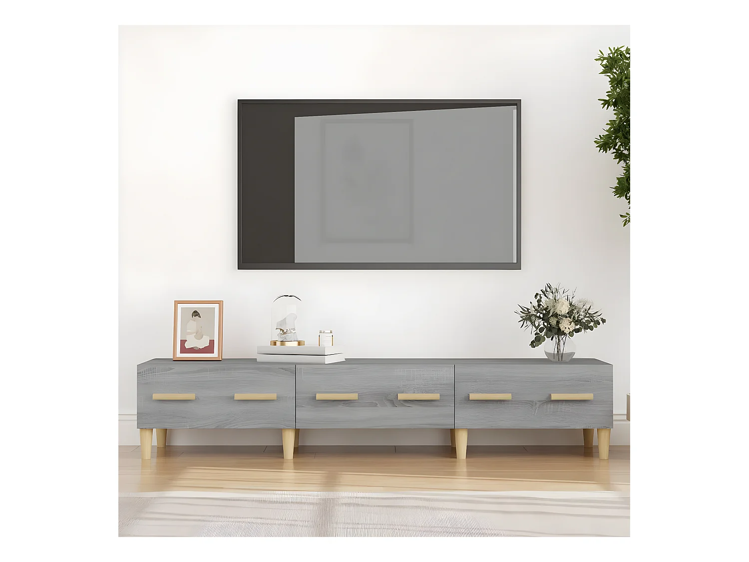 Meuble TV Sonoma gris 150x34,5x30 cm Bois d'ingénierie
