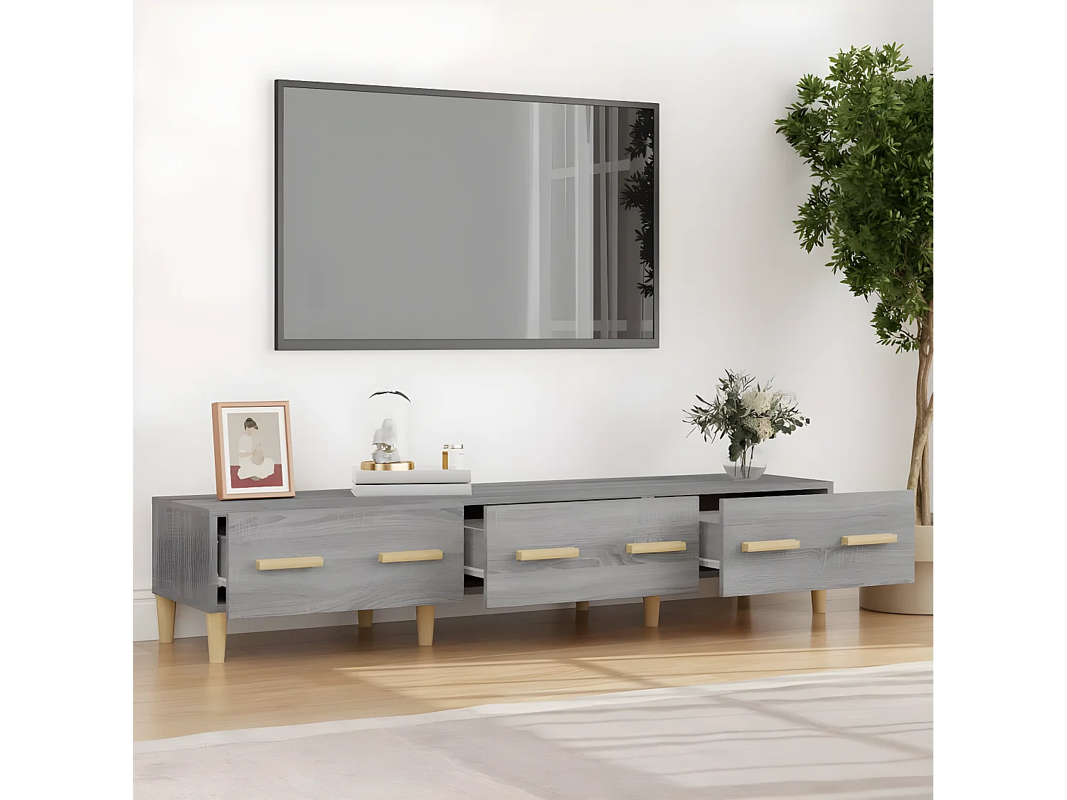 Meuble TV Sonoma gris 150x34,5x30 cm Bois d'ingénierie