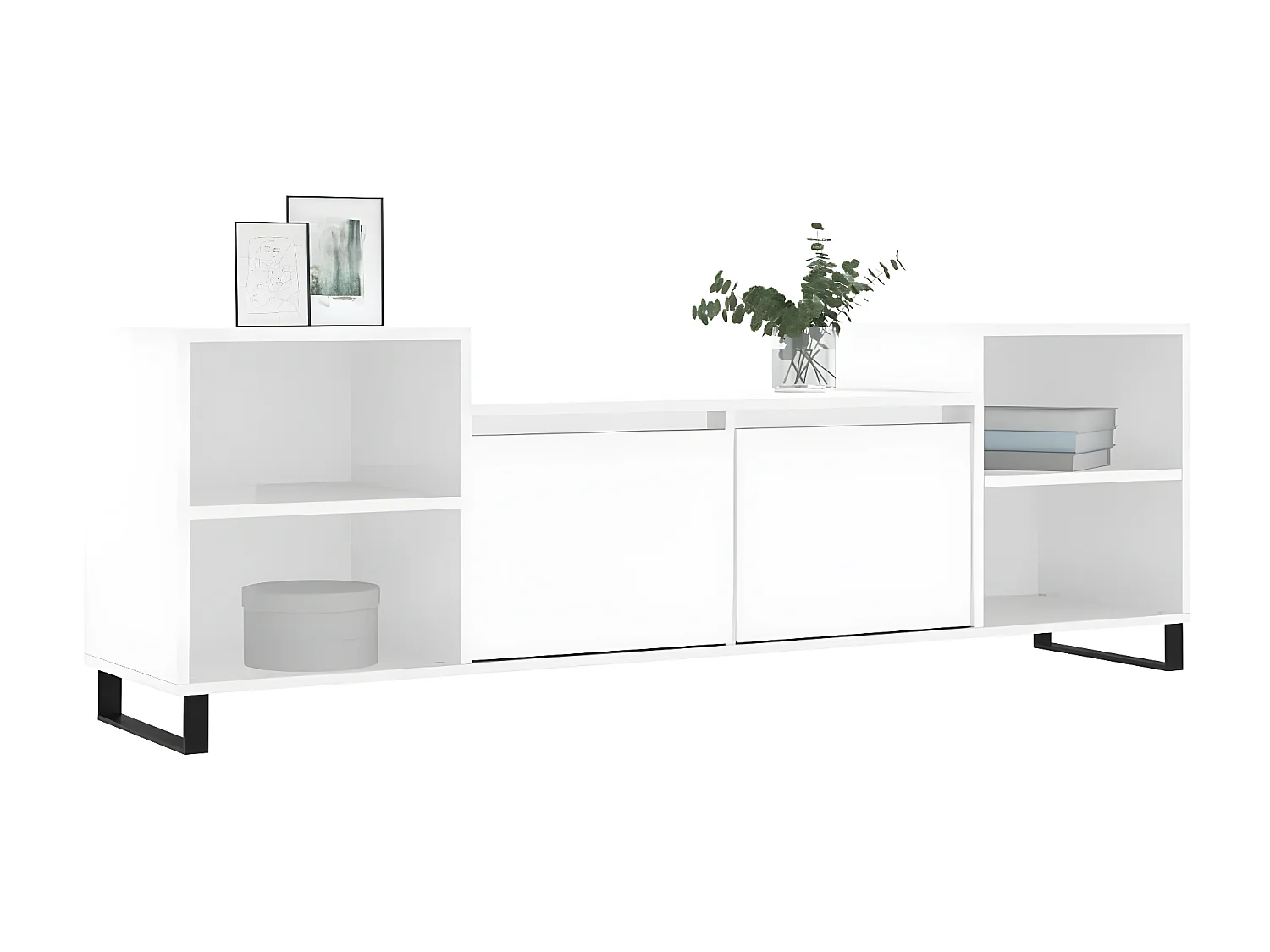 Mueble TV Blanco brillo 160x35x55 cm Madera contrachapada