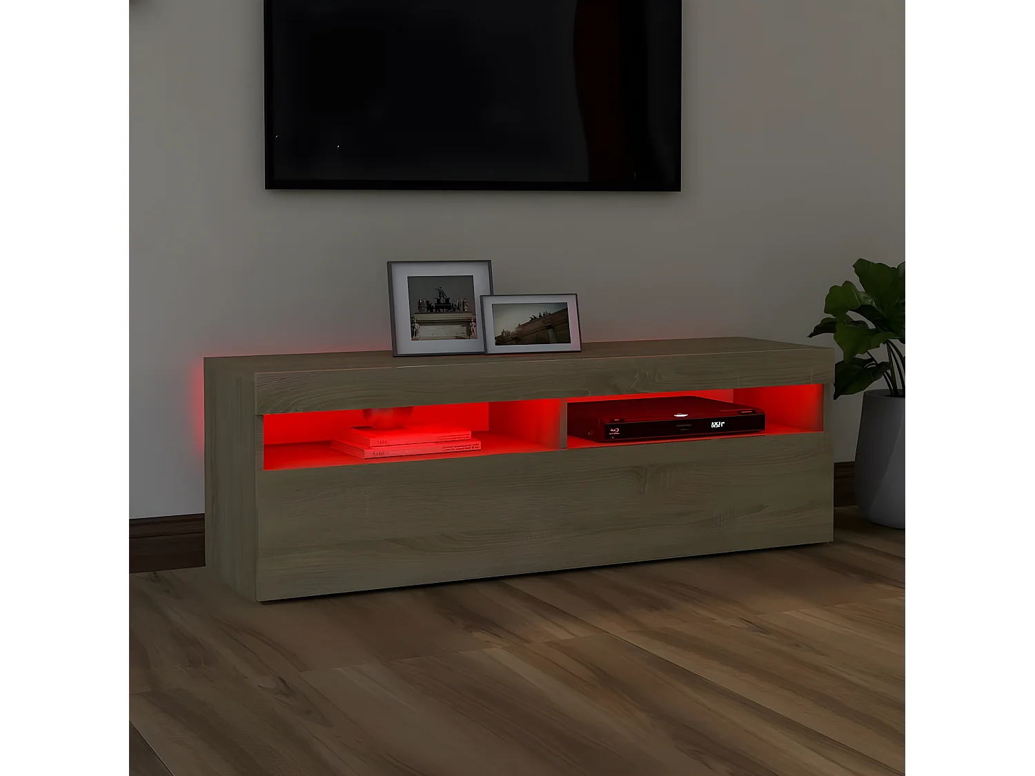 Mobile TV con luci LED rovere sonoma 120x35x40 cm