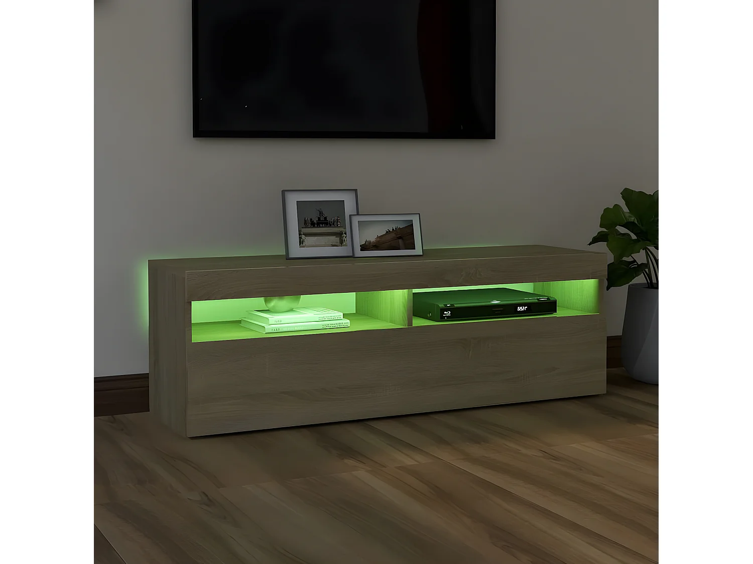 Mobile TV con luci LED rovere sonoma 120x35x40 cm
