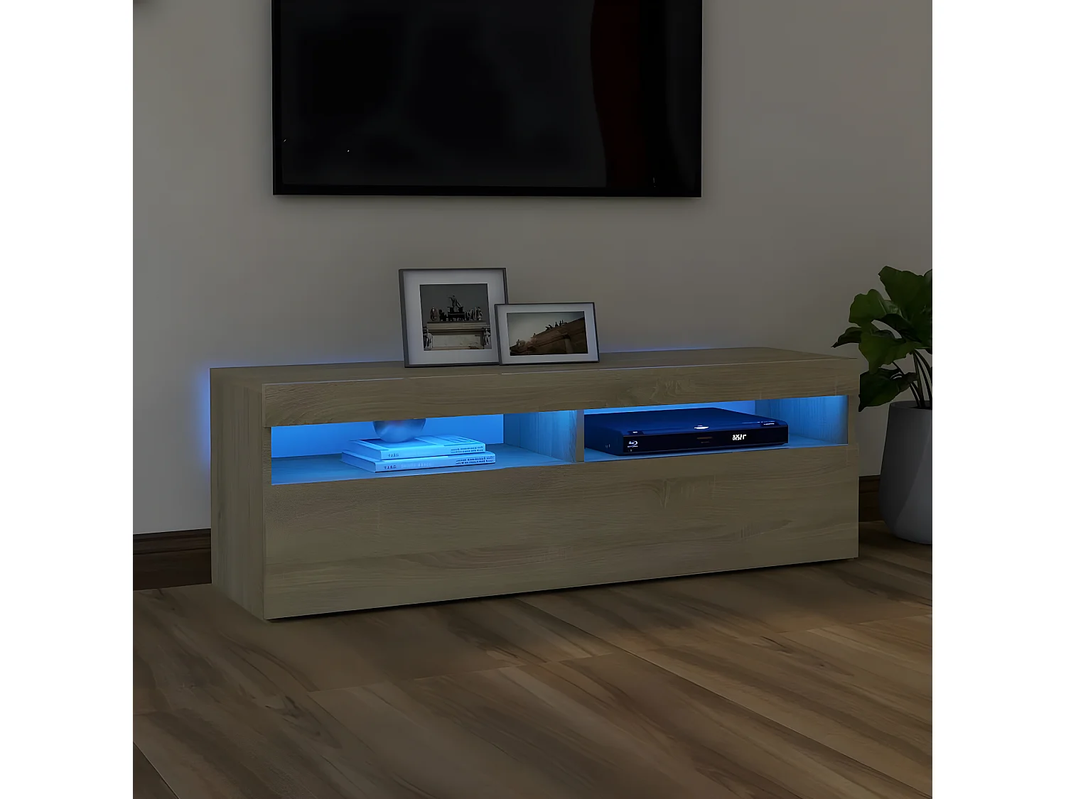 Meuble TV avec lumières LED chêne sonoma 120x35x40 cm