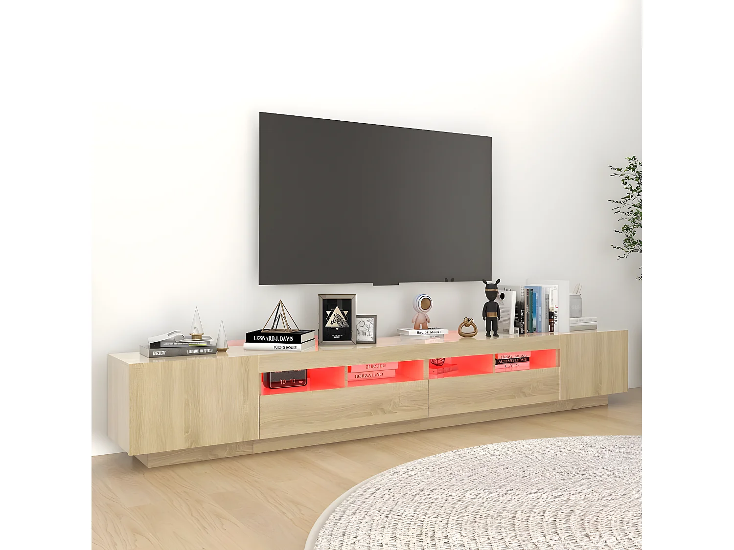 TV-meubel met LED-verlichting Sonoma eiken 260x35x40 cm