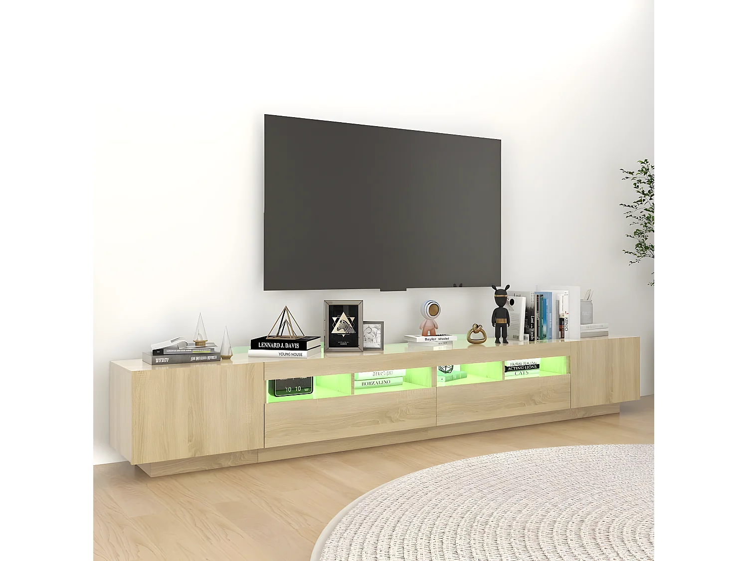 TV-meubel met LED-verlichting Sonoma eiken 260x35x40 cm