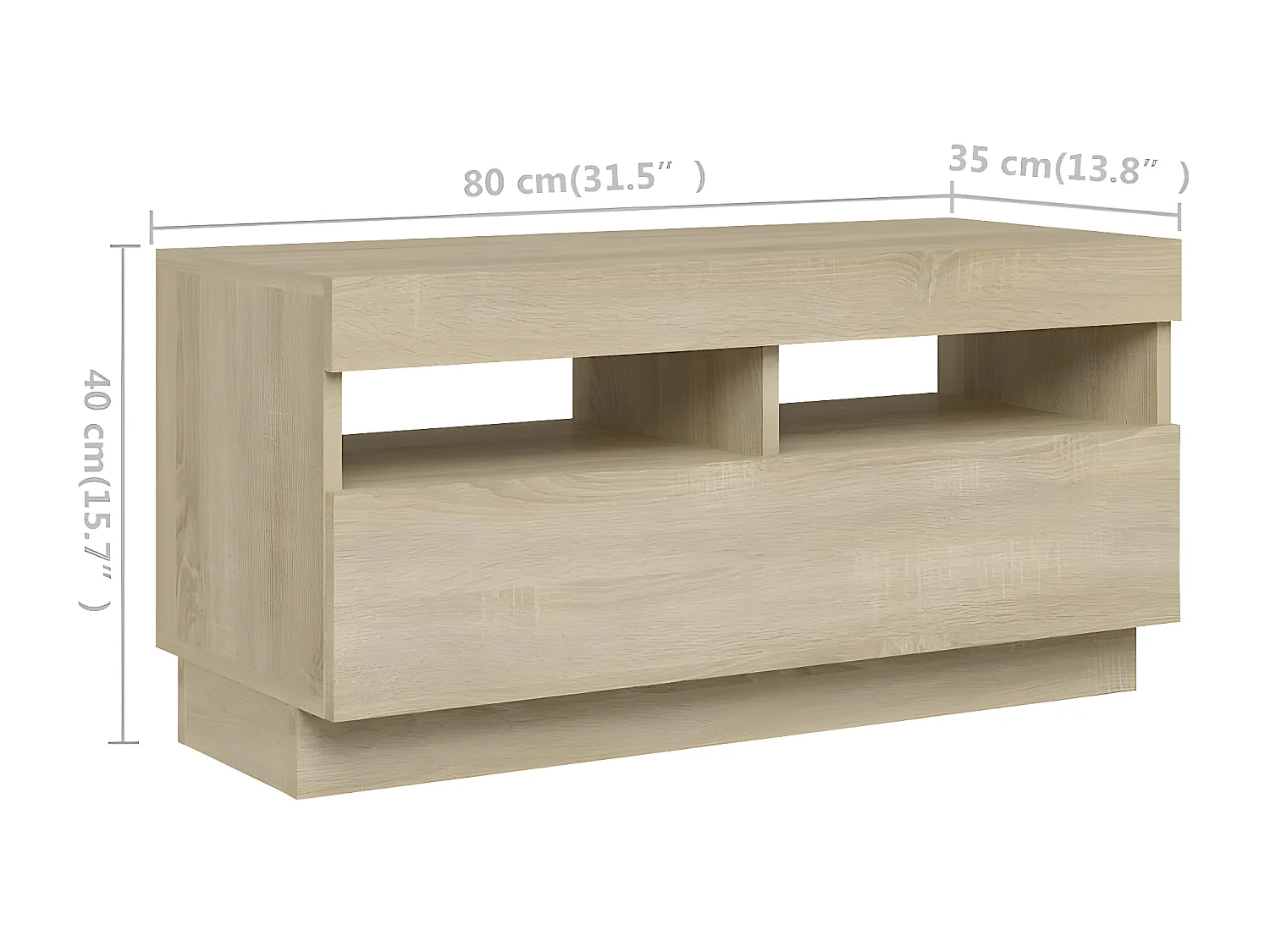 TV-meubel met LED-verlichting Sonoma eiken 260x35x40 cm
