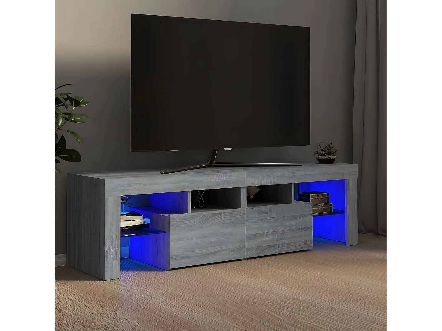 TV-Schrank mit LED-Leuchten Sonomagrau 140x36,5x40 cm