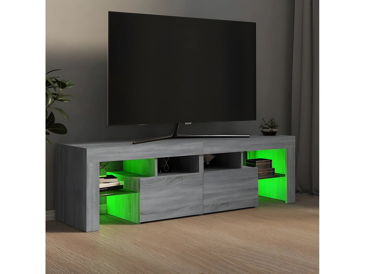 TV-Schrank mit LED-Leuchten Sonomagrau 140x36,5x40 cm