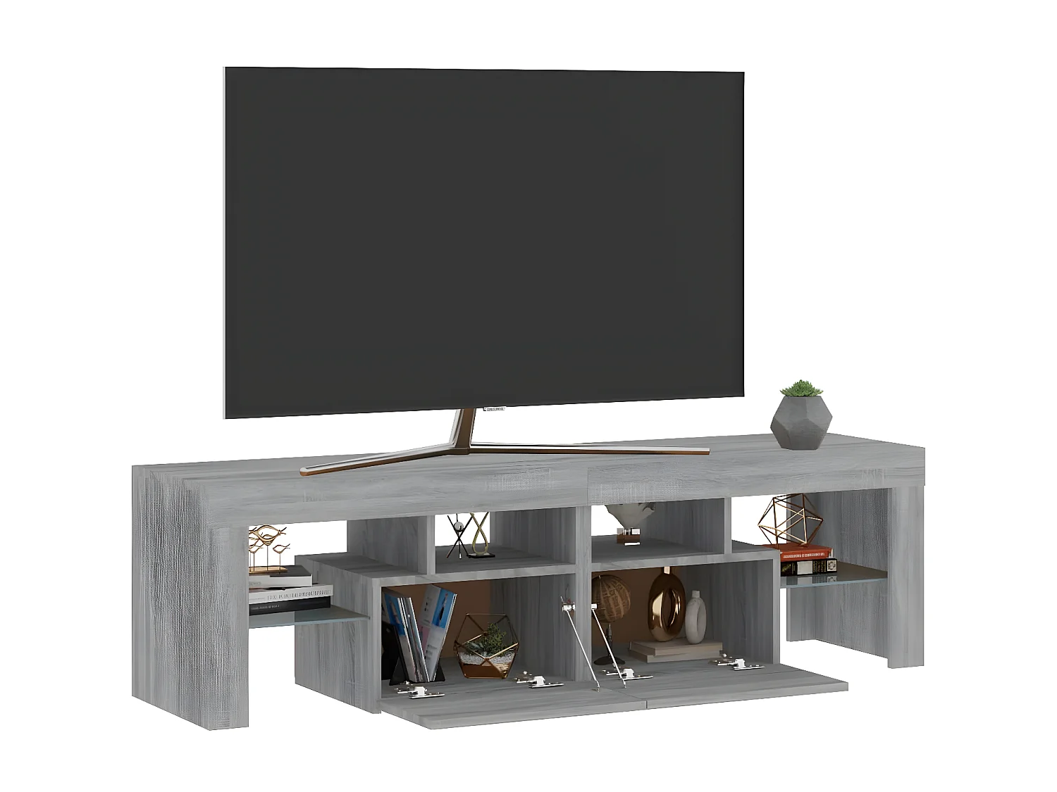TV-Schrank mit LED-Leuchten Sonomagrau 140x36,5x40 cm