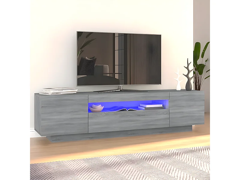 Mueble TV con luces LED Sonoma gris 160x35x40 cm