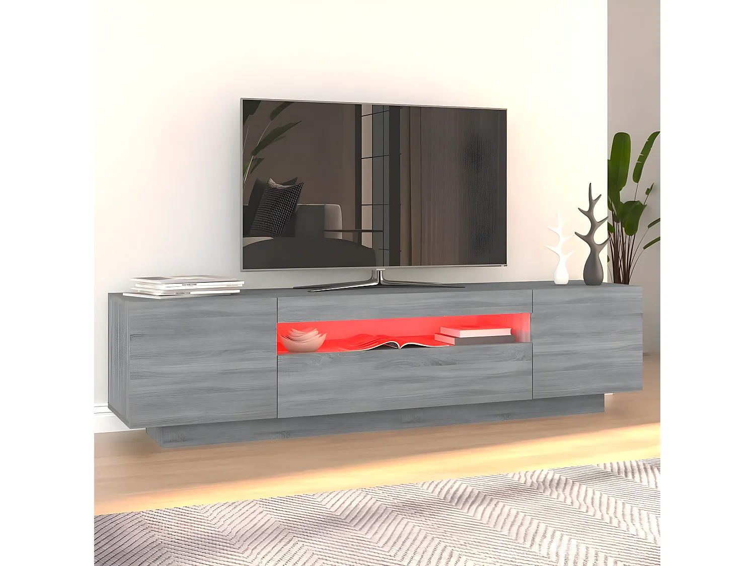 Meuble TV avec lumières LED Sonoma gris 160x35x40 cm