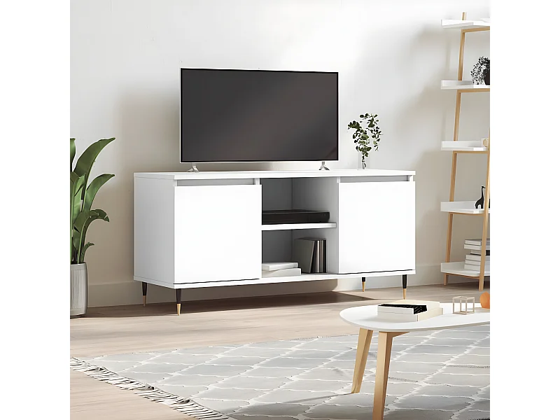 Meuble TV blanc 104x35x50 cm bois d'ingénierie