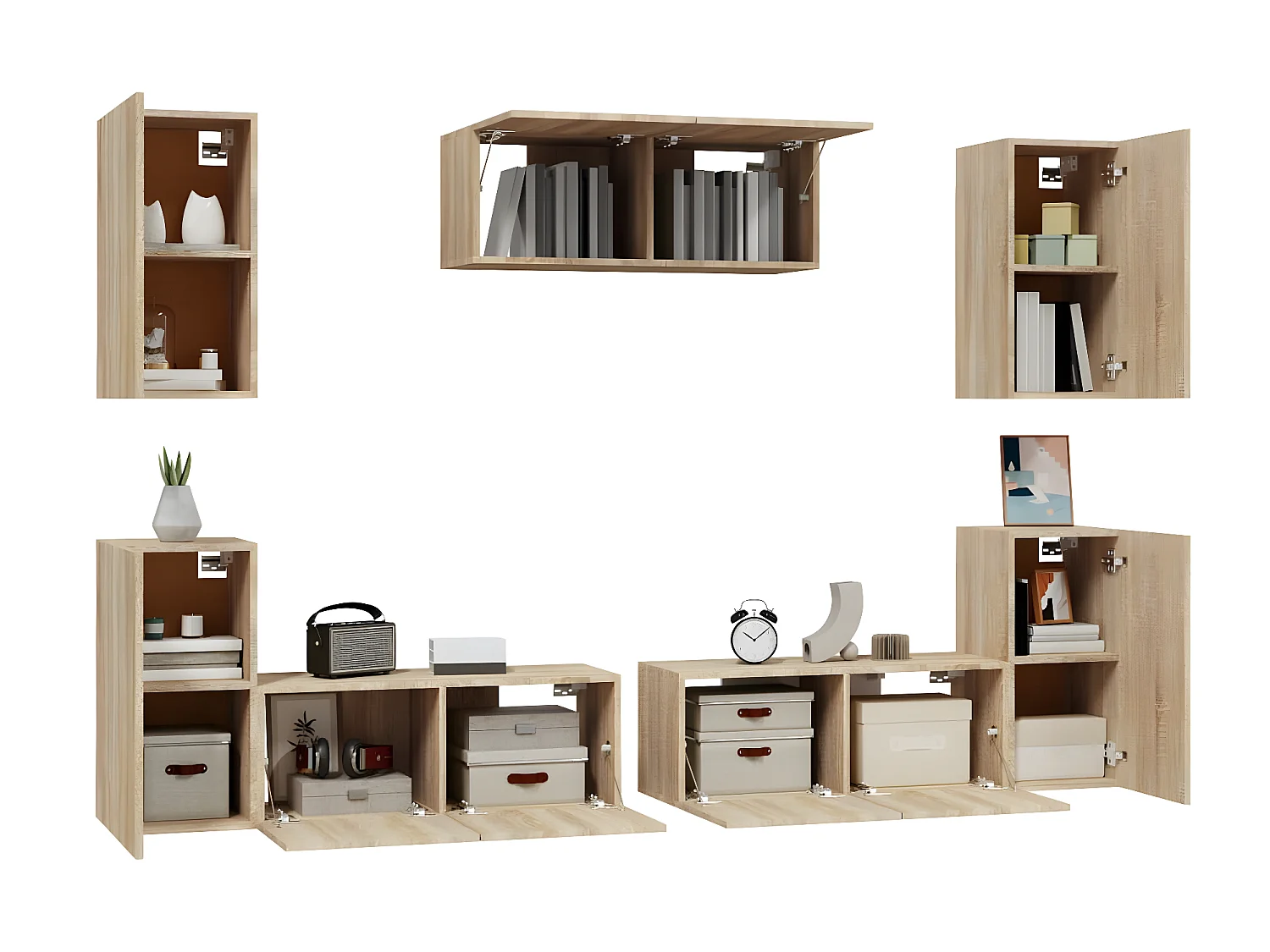 Ensemble de meubles TV 7 pcs Chêne sonoma Bois d'ingénierie