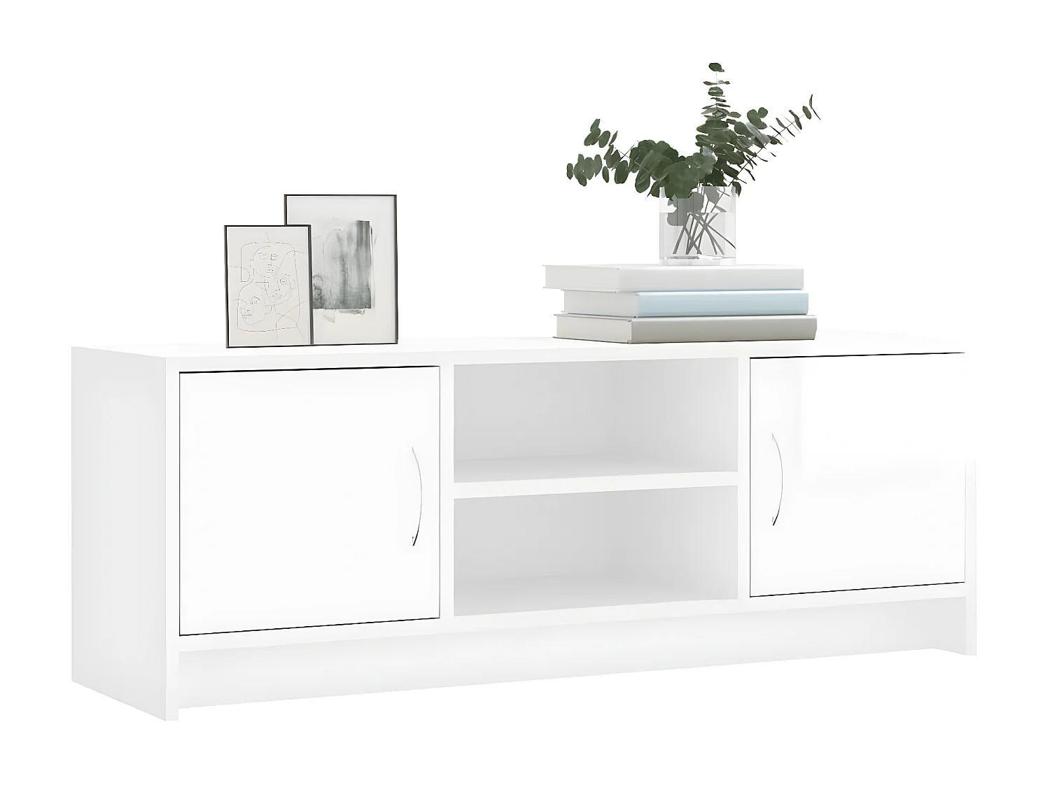 Mobile TV bianco lucido 102x30x37,5 cm in derivati del legno