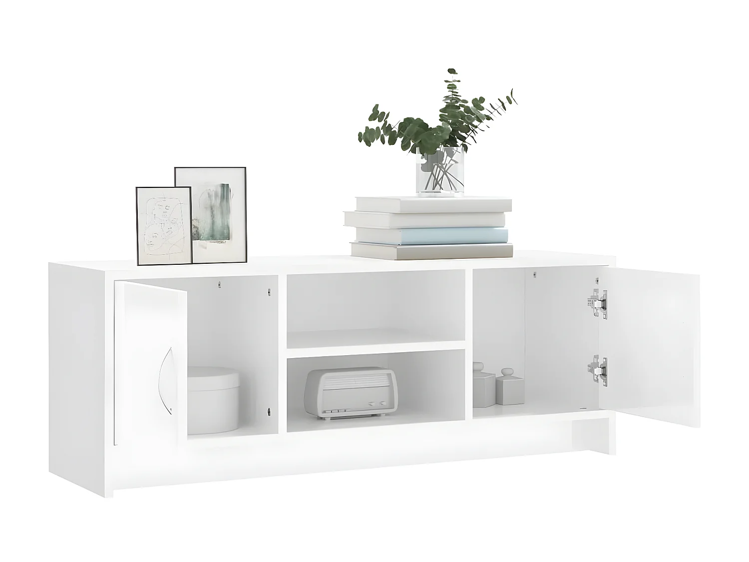 Móvel de TV branco brilhante 102x30x37,5 cm madeira projetada