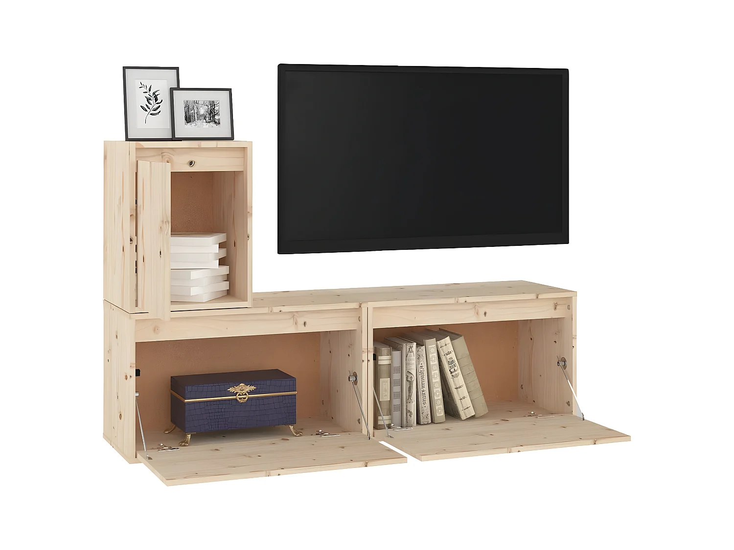 Meubles TV 3 pcs Bois massif de pin