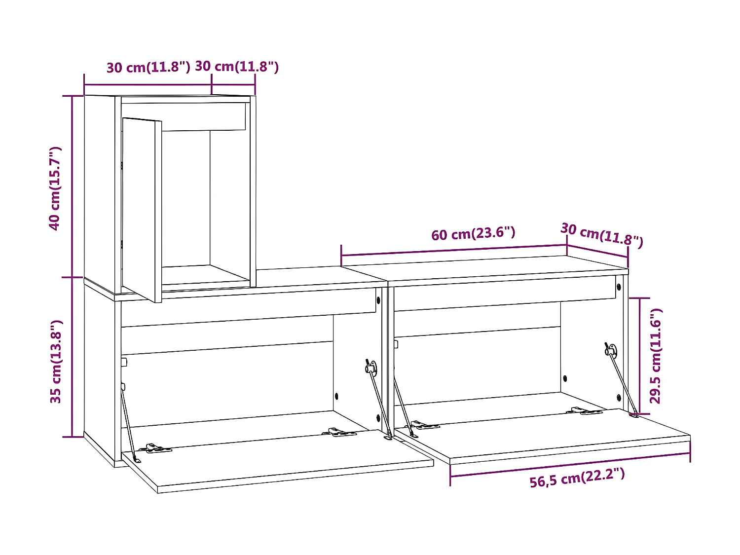 Meubles TV 3 pcs Bois massif de pin