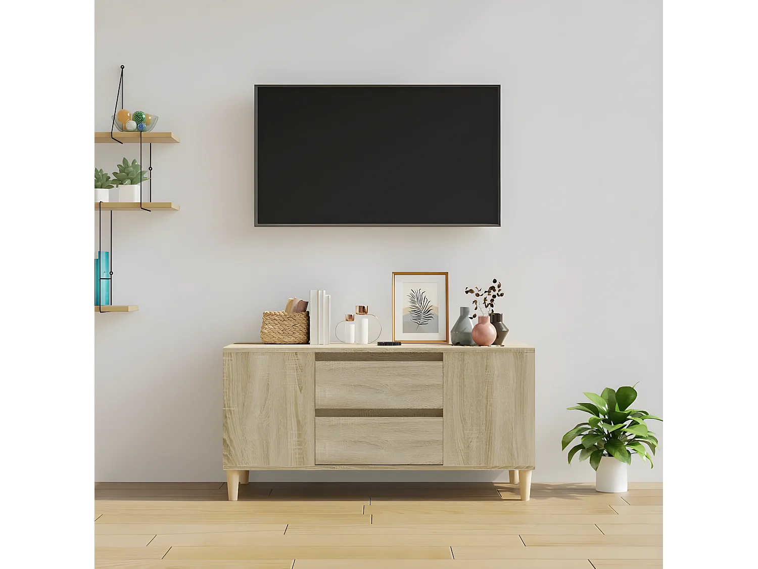 Meuble TV Chêne sonoma 102x44,5x50 cm Bois d'ingénierie