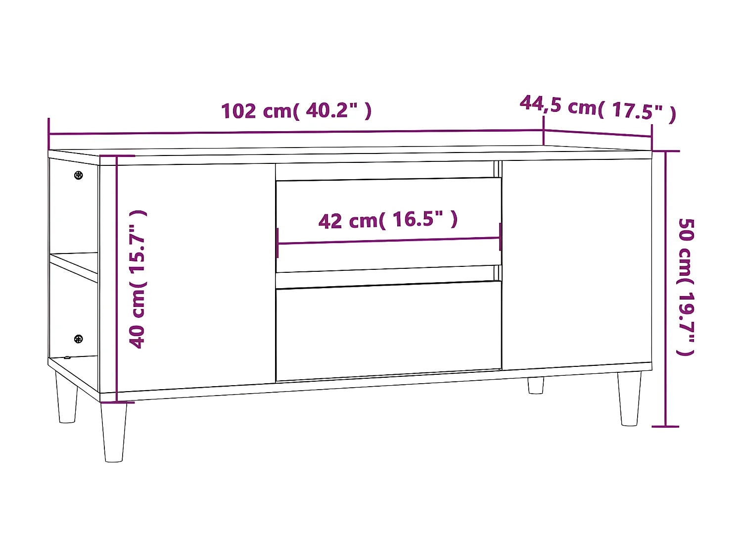 Meuble TV Chêne sonoma 102x44,5x50 cm Bois d'ingénierie