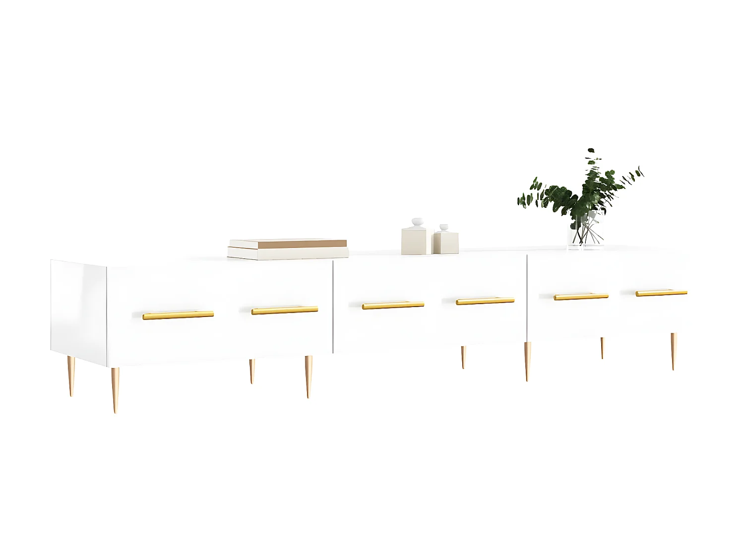 Meuble TV blanc brillant 150x36x30 cm bois d'ingénierie