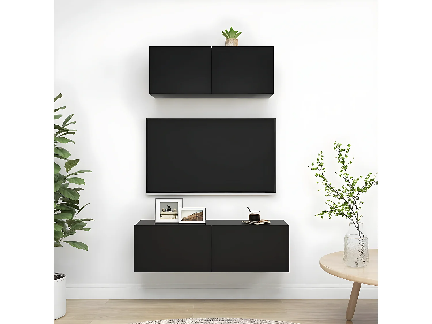 Set mobile TV 2 pezzi in truciolato nero