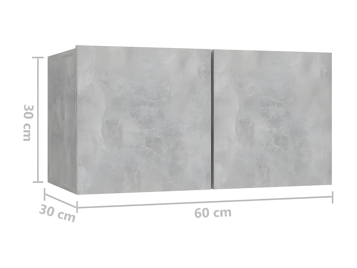 Meubles TV suspendus 2 pcs Gris béton 60x30x30 cm