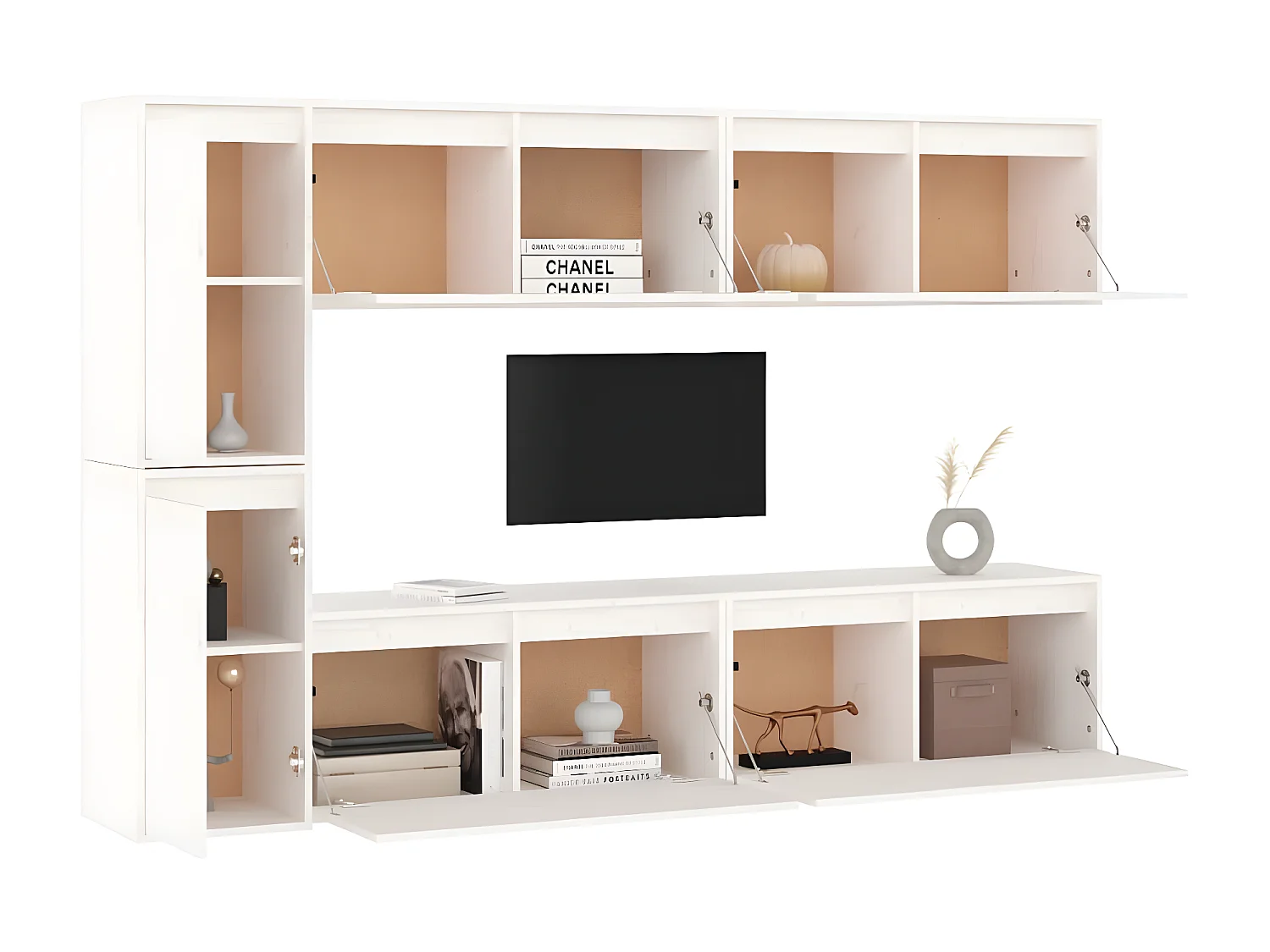 Meubles TV 6 pcs Blanc Bois massif de pin