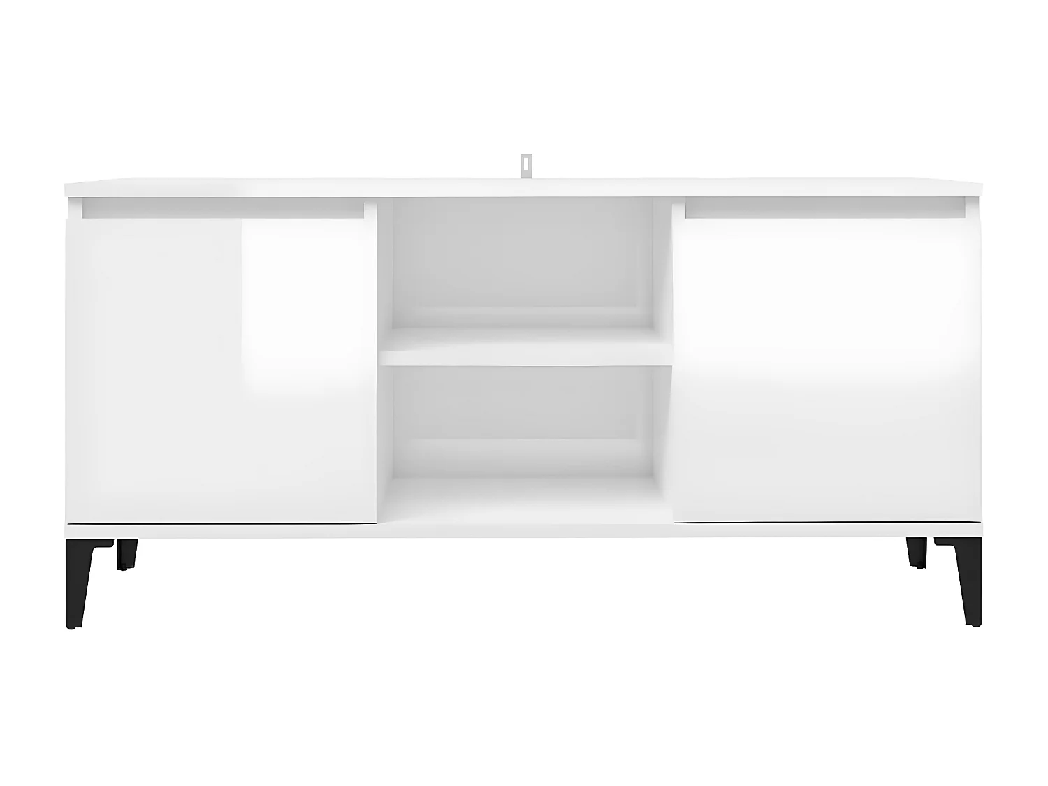 Meuble TV avec pieds en métal Blanc brillant 103,5x35x50 cm