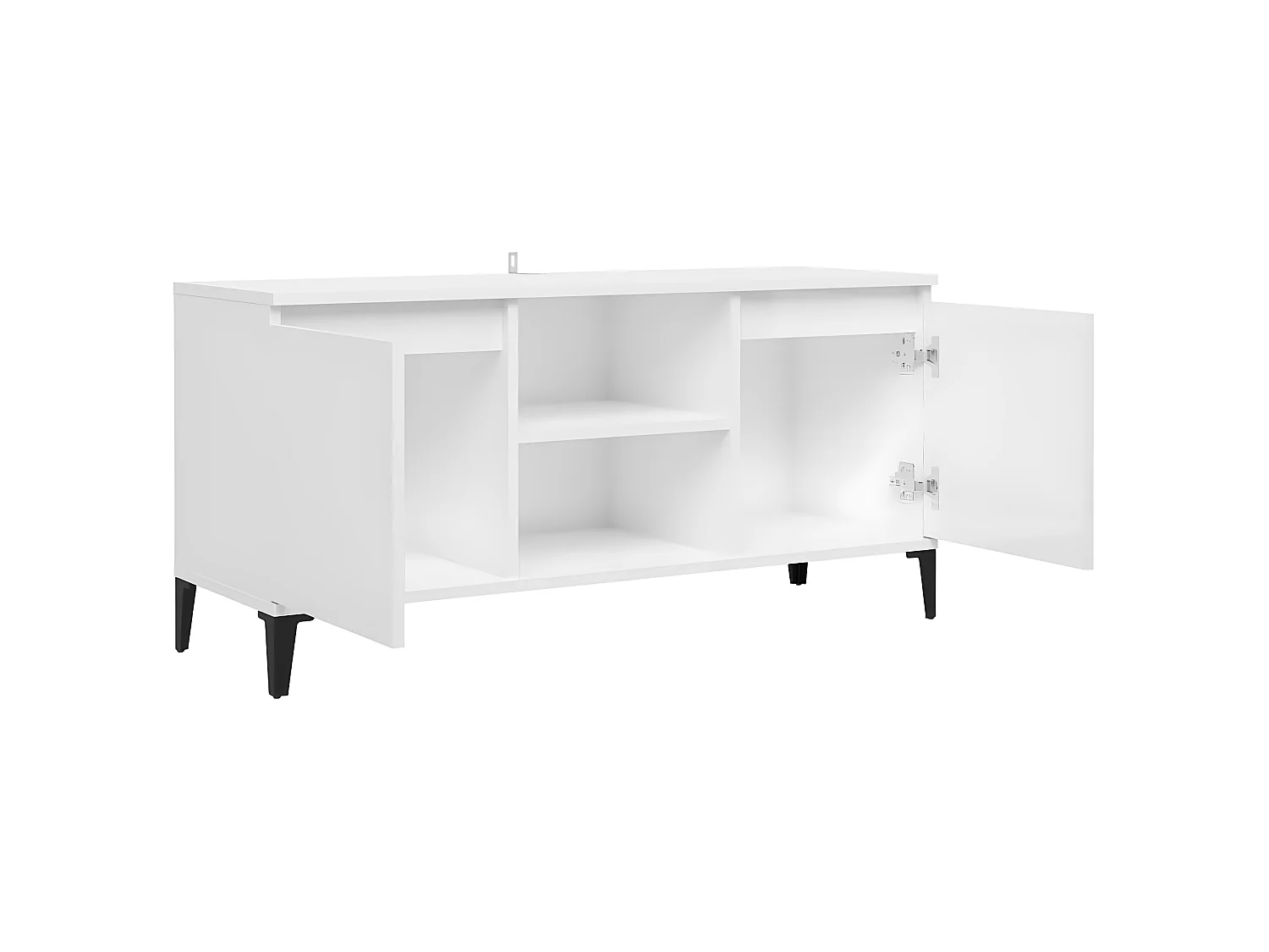 Meuble TV avec pieds en métal Blanc brillant 103,5x35x50 cm