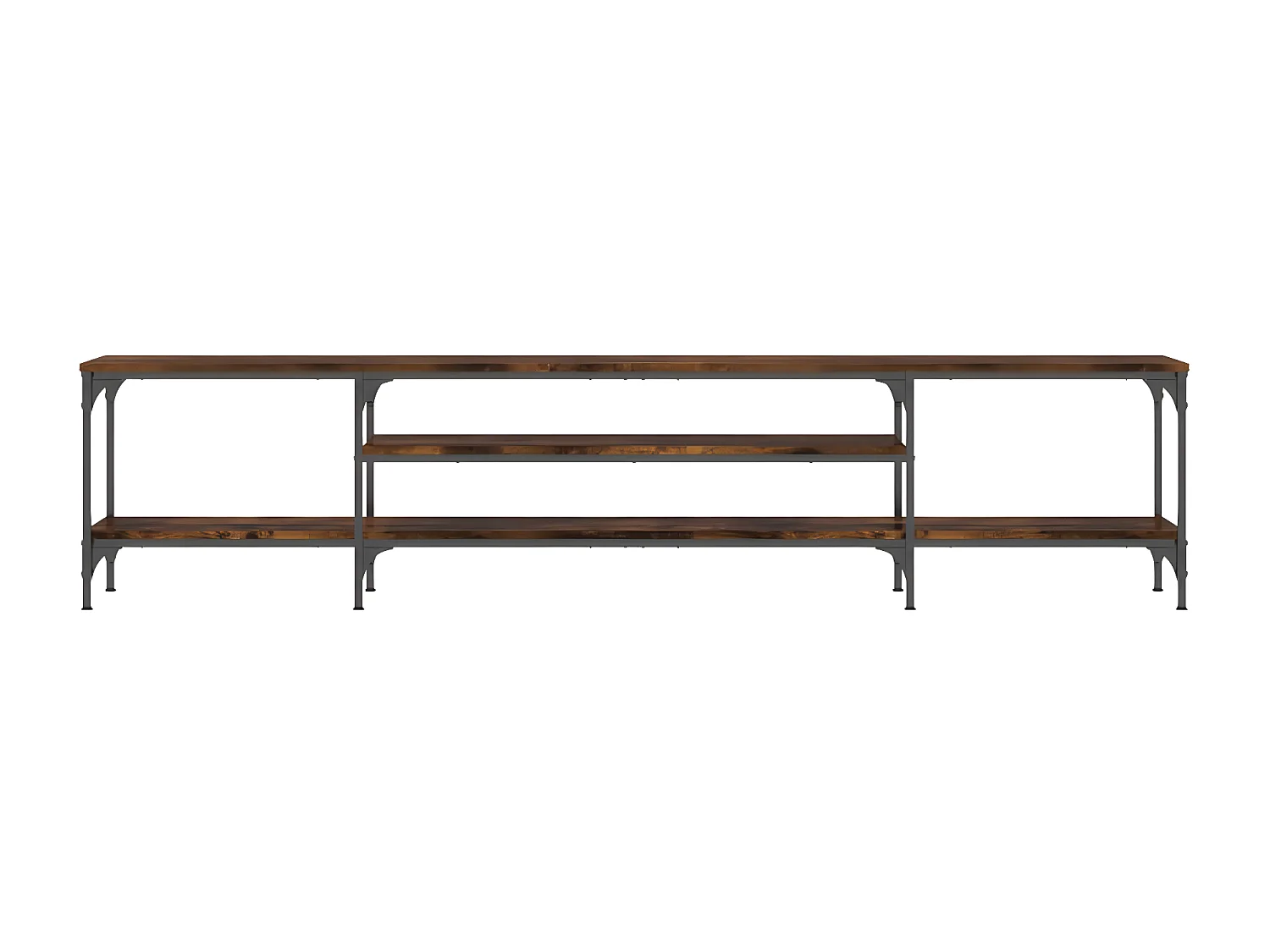 Meuble TV chêne fumé 201x35x45 cm bois d'ingénierie et fer