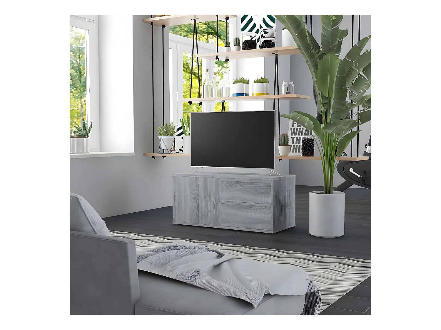 Sonoma grijs tv-meubel 80x34x36 cm Bewerkt hout