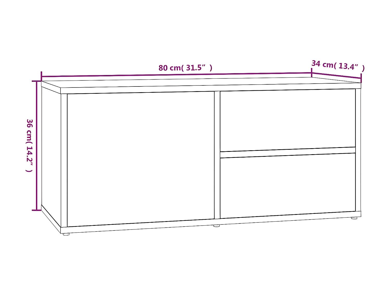 Meuble TV Sonoma gris 80x34x36 cm Bois d'ingénierie