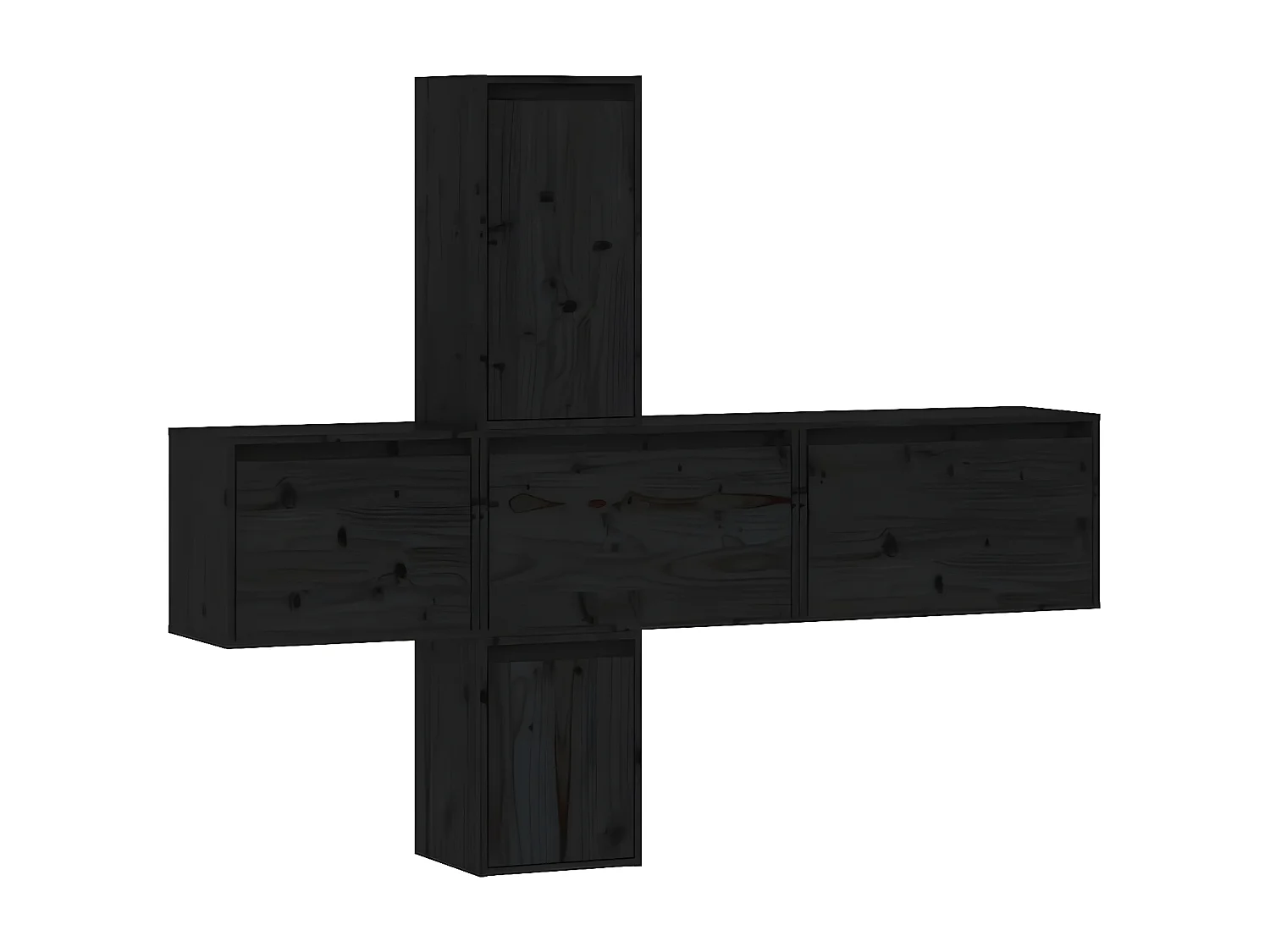 Meubles TV 5 pcs Noir Bois massif de pin