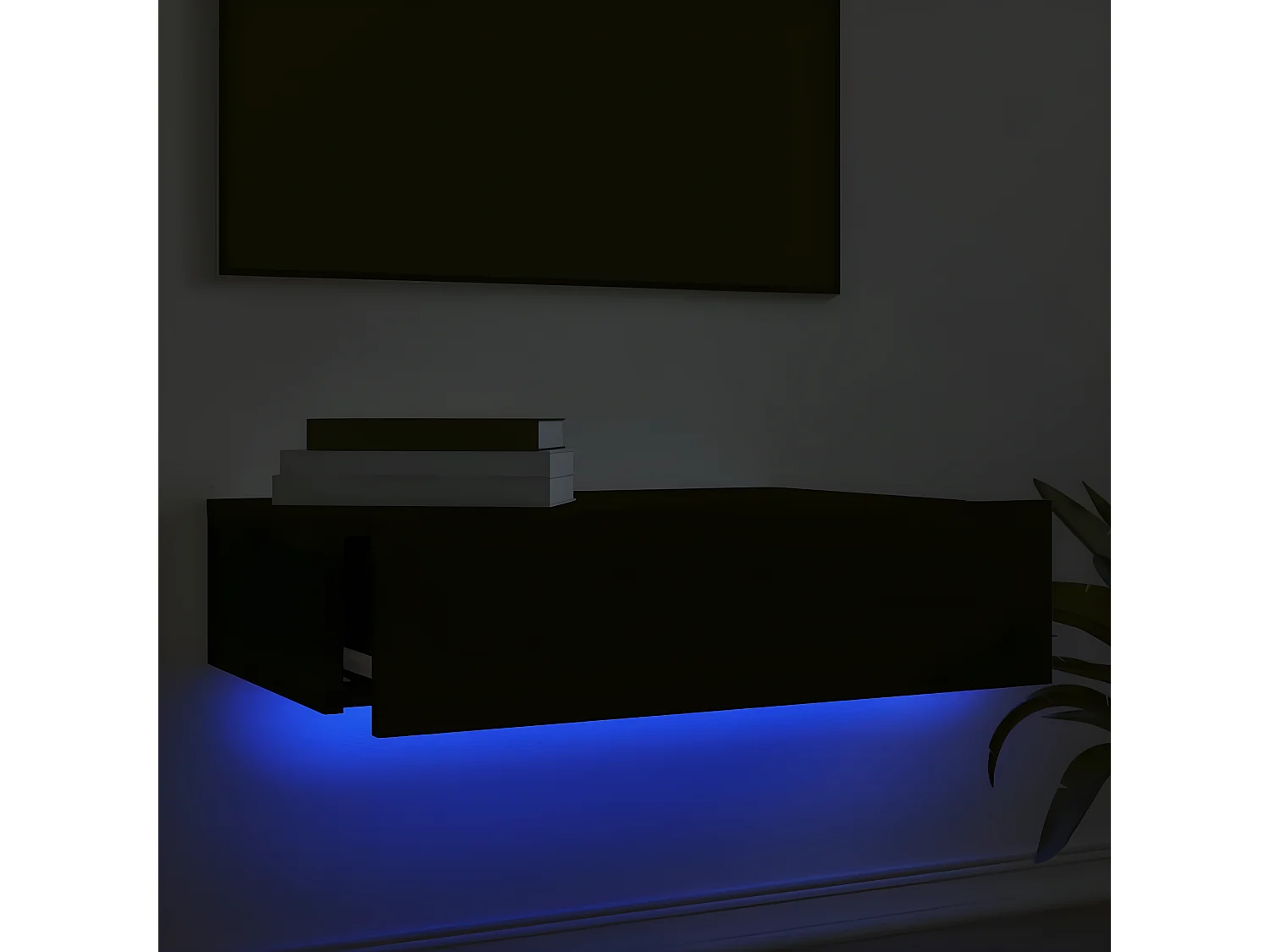 Meuble TV avec éclairage LED noir 60x35x15,5 cm
