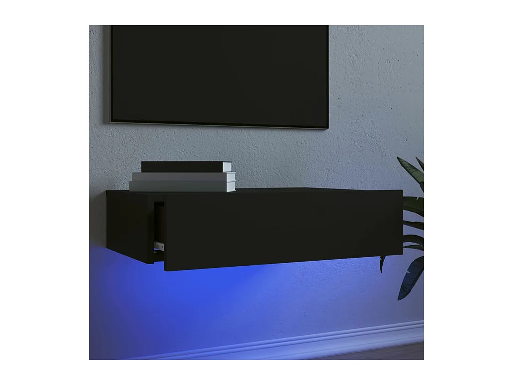Meuble TV avec éclairage LED noir 60x35x15,5 cm