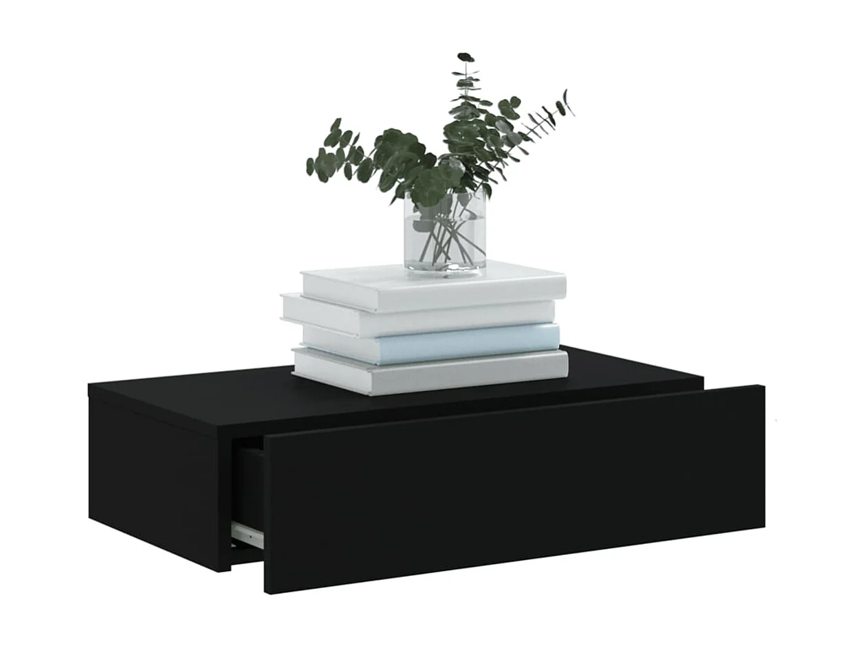 Mueble TV con iluminación LED negra 60x35x15,5 cm