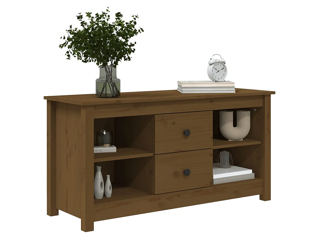 Meuble TV Marron miel 103x36,5x52 cm Bois de pin massif