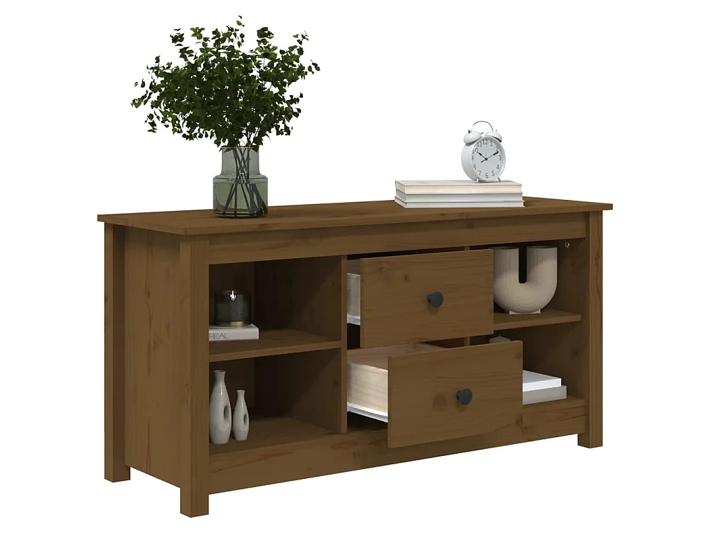 Meuble TV Marron miel 103x36,5x52 cm Bois de pin massif