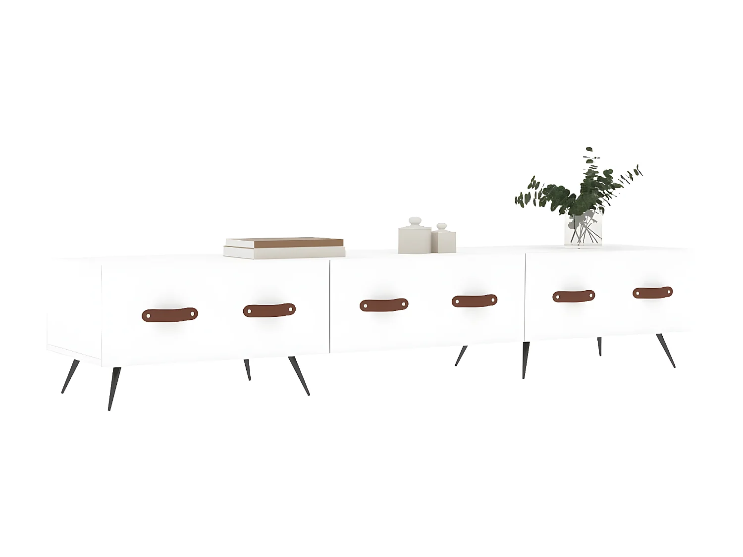 Meuble TV blanc brillant 150x36x30 cm bois d'ingénierie