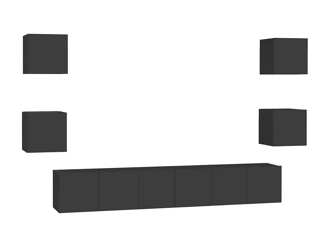 TV-meubelset 7-delig Zwart spaanplaat