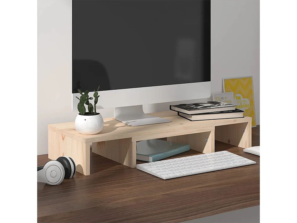 Monitorstandaard 60x24x10,5 cm Massief grenenhout