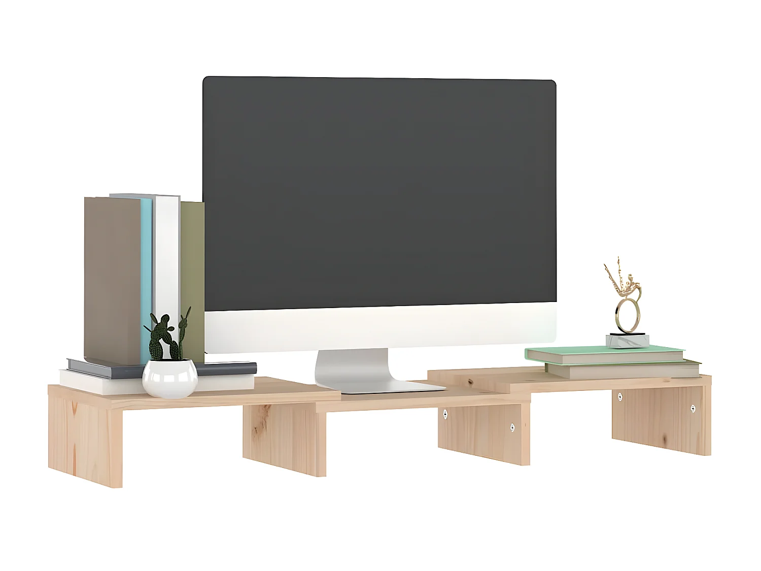 Monitorstandaard 60x24x10,5 cm Massief grenenhout