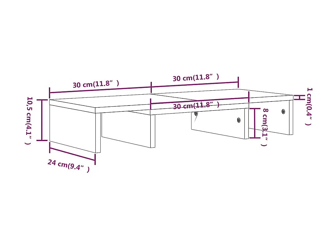 Monitorstandaard 60x24x10,5 cm Massief grenenhout