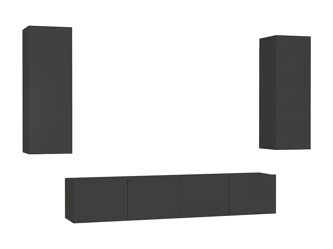 Ensemble de meubles TV 4 pcs Noir Aggloméré