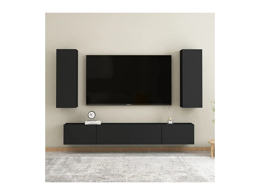 Ensemble de meubles TV 4 pcs Noir Aggloméré