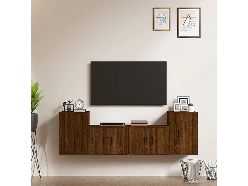 Ensemble de meubles TV 4 pcs Chêne marron Bois d'ingénierie