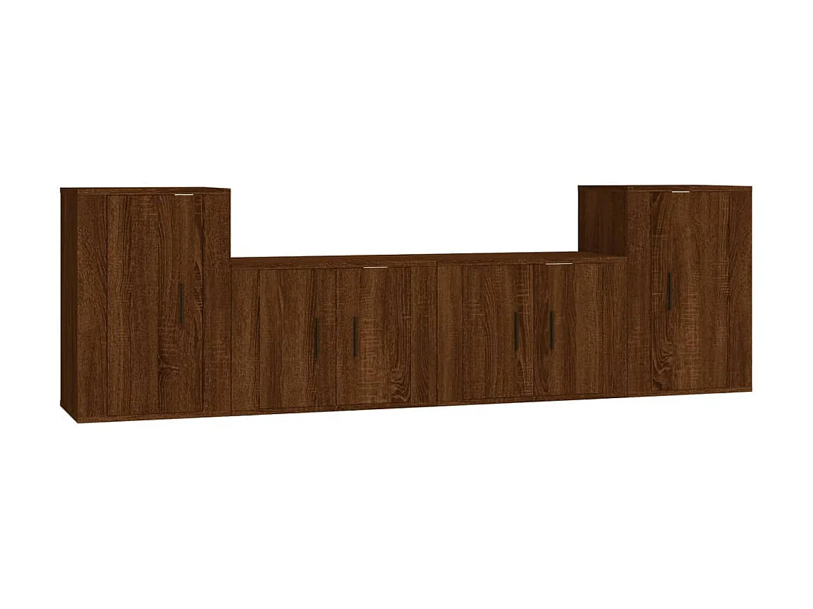 4-delige tv-standaardset bruin eiken parket