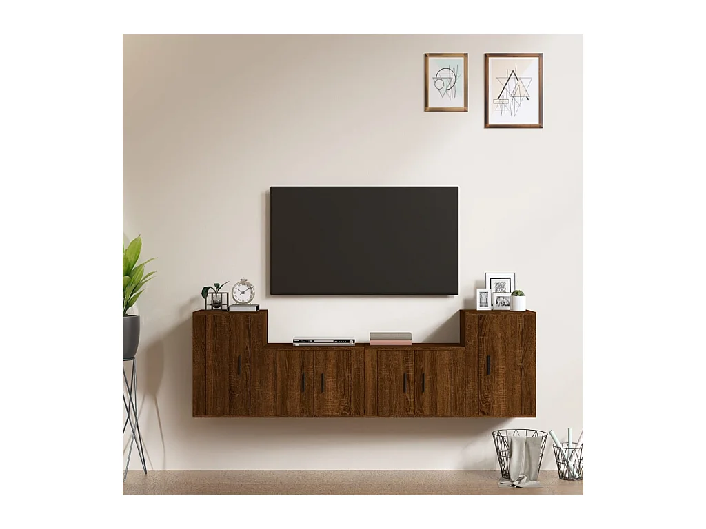 Ensemble de meubles TV 4 pcs Chêne marron Bois d'ingénierie