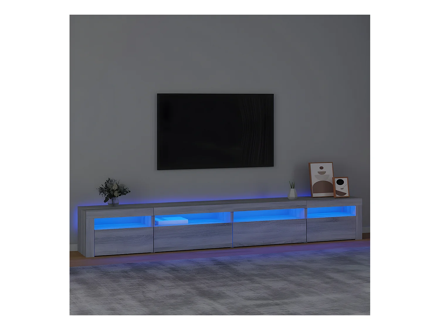Meuble TV avec lumières LED Sonoma gris 270x35x40 cm