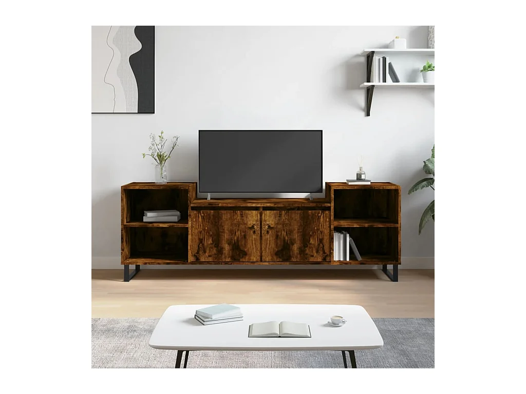 Mueble TV Roble ahumado 160x35x55 cm Madera contrachapada