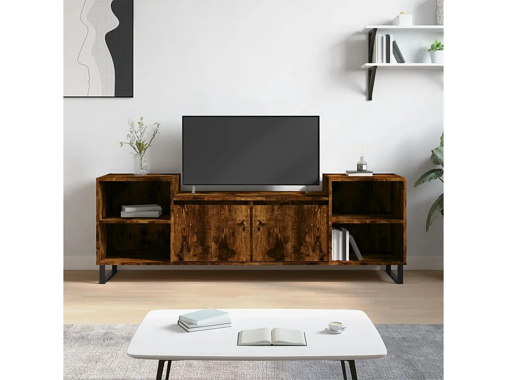 Mueble TV Roble ahumado 160x35x55 cm Madera contrachapada